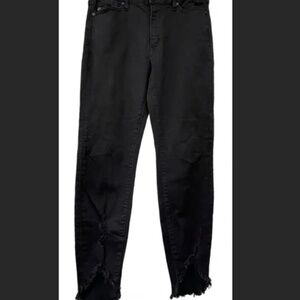 KanCan Estilo Raw Hem Cropped / Ankle Distressed Denim Jeans Size 28 Hi Low Leg